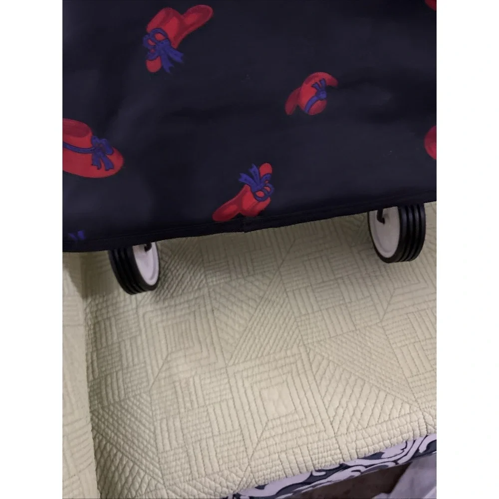 Rolling Shopping Red Hat Society Print Collapsible Cart 2 Handles 18x12x6